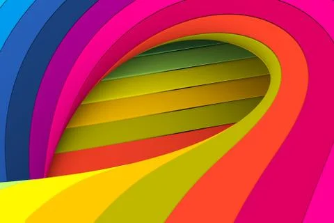 Multicolor curved line abstract background 3D render illustration Stock Illustration