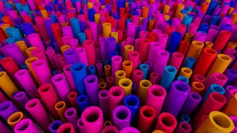 Multicolor Cylinders In Perspective Stock Illustration