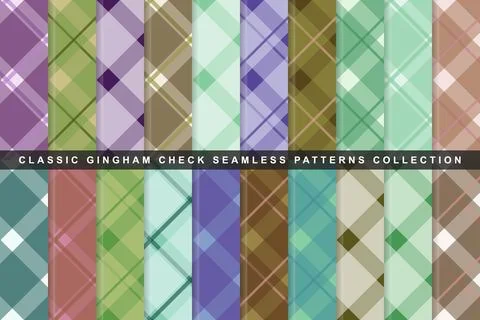 Multicolor diagonal gingham check seamless textile fabric wallpaper backgro.. Stock Illustration