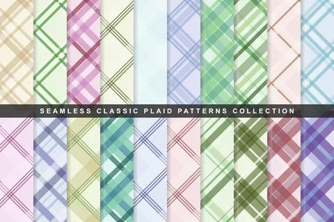 Multicolor diagonal plaid fabric textures seamless geometric grid backgroun.. Stock-Illustration