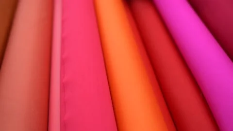 Multicolor different textile cloth rolls in store Stock Footage 152619129