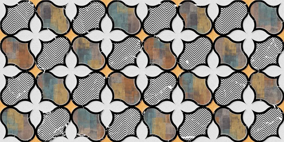 Multicolor digital wall tiles decor design. Stock Illustration