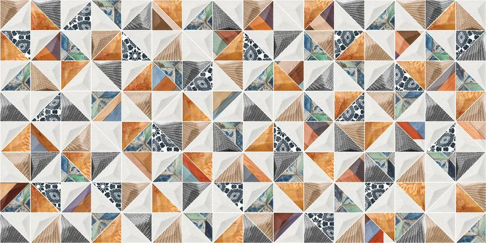 Multicolor digital wall tiles decor design. Stock Illustration