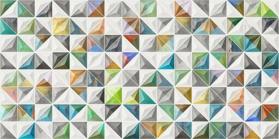 Multicolor digital wall tiles decor design. Stock Illustration