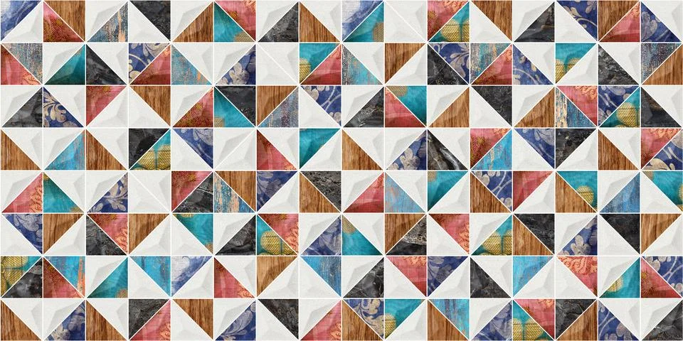 Multicolor digital wall tiles decor design. Stock Illustration