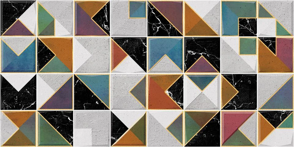 Multicolor digital wall tiles decor design. Stock Illustration