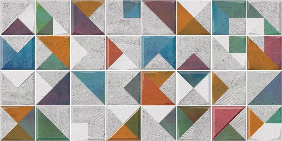 Multicolor digital wall tiles decor design. Stock Illustration