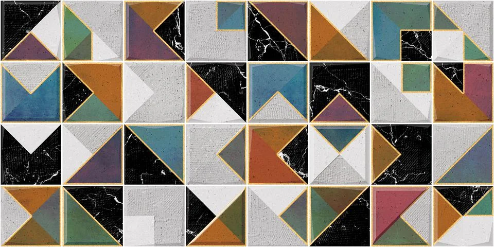 Multicolor digital wall tiles decor design. Stock Illustration