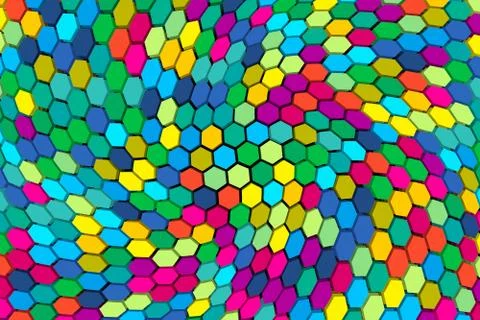 Multicolor distortion abstract background cells 3D illustration Stock Illustration