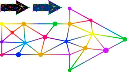 Multicolor dotted arrow icon in three versions. Stock Illustration