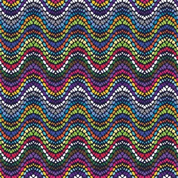 Multicolor dotted wavy stripes. Seamless pattern. Vector illustration. Stock Illustration