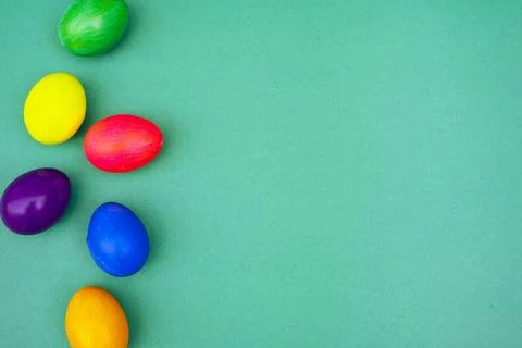 Multicolor Easter Eggs on Blue Backgrounds Foto stock