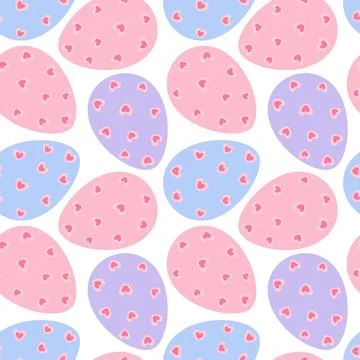 Multicolor Easter Eggs with heart ornament Seamless Pattern Creative Easter Stockillustratie