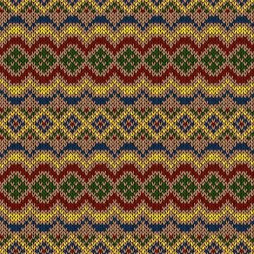Multicolor ethnic seamless knitted pattern Illustrazione stock