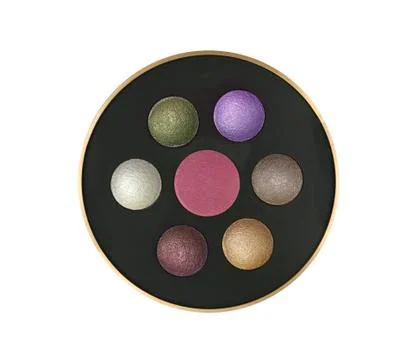 Multicolor eyeshadows in round box isolated on white Stock Photos