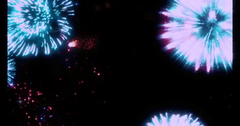Multicolor Fireworks Display on Black Stock Footage 310277032