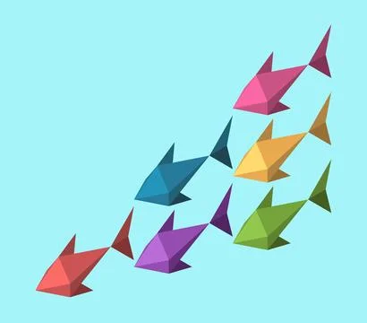 Multicolor fish school, diversity Stock Illustration