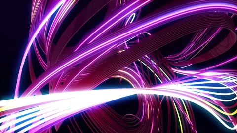 Multicolor flash of curl noise. Running neon lights like garland or lightnings Stock Footage 148891218