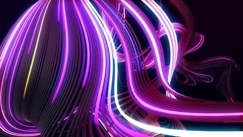 Multicolor flash of curl noise. Running neon lights like garland or lightnings Stock Footage 281350811