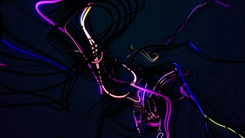 Multicolor flash of curl noise like running neon lights like garland or Stock Footage 281350844