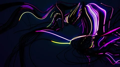 Multicolor flash of curl noise like running neon lights like garland or Stock Footage 315469292