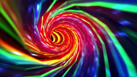 Multicolor flickering light hyperspace vortex warp tunnel Stock Footage 169001324