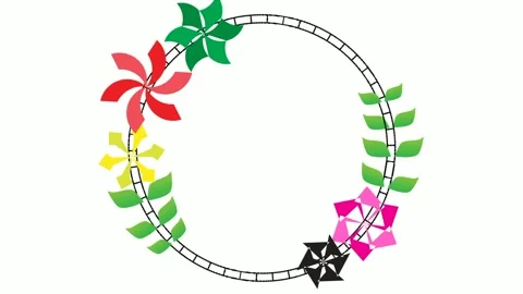 Multicolor flower round frame animation Stock Footage 242653557