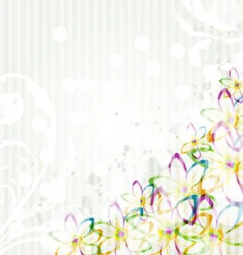 Multicolor flowers background with transparency elements for design card Stock Illustration