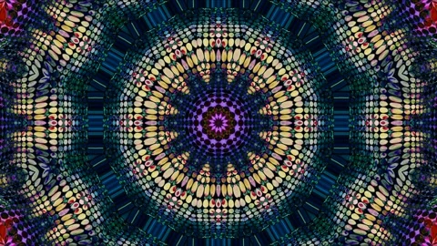 Multicolor Fractal Mandala With Radiating Dot-Grid Pattern and Deep Symmetrical Stock Footage 322181718