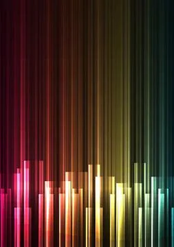 Multicolor frequency bar overlap in dark background Stock Illustration