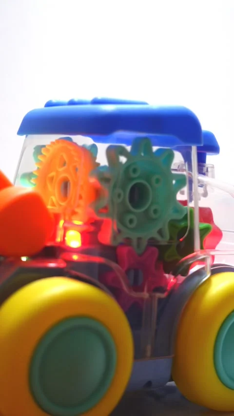 Multicolor Gears Working Inside A Toy - 4k Vertical Footage Stock Footage 339304864
