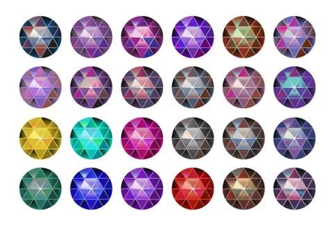 Multicolor gem stone, round diamonds on white. Polygonal vector ball. multico Stock Illustration