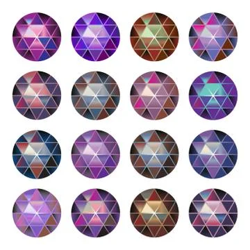 Multicolor gem stone, round diamonds on white. Polygonal vector ball. multico Stock Illustration