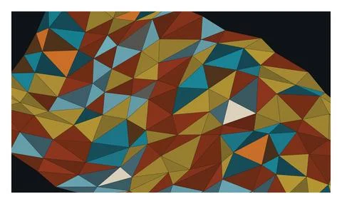 Multicolor geometric abstract art with diverse triangle shapes in dark fram.. Illustrazione stock