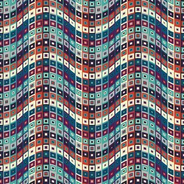 Multicolor geometric seamless pattern made of concentric squares.  Vector image. Stock Illustration