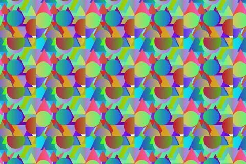 Multicolor geometric shapes abstract seamless pattern Stock Illustration
