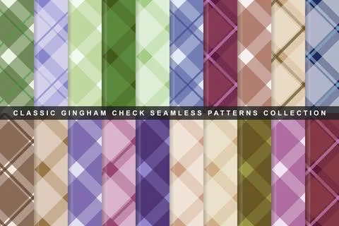 Multicolor gingham check seamless backgrounds for textile graphics with pro.. Illustrazione stock