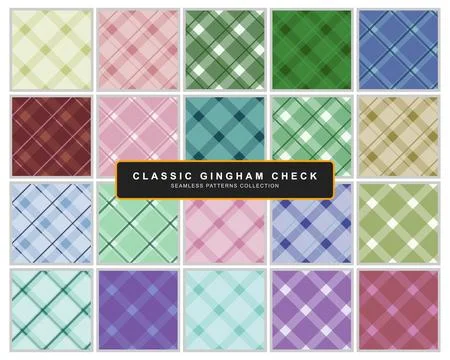 Multicolor gingham check seamless pattern grid for textile printing with pr.. Stock Illustration