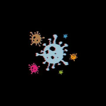 Multicolor glitch effect Coronavirus COVID-19 . Virus bacteria Coronavirus nC Illustrazione stock