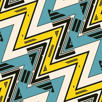 Multicolor Glitch Effect Textured Chevron Pattern Stock Illustration