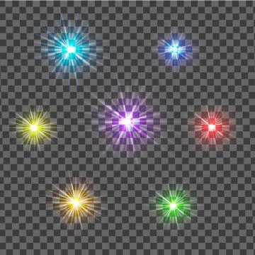 Multicolor glowing light burst explosion with transparent. Vector illustratio Stock Illustration