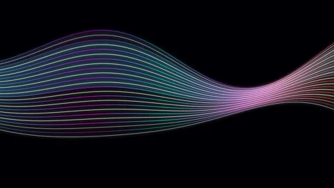 Multicolor Glowing Neon Line Wave Abstract Motion Background Stock Footage 341554399