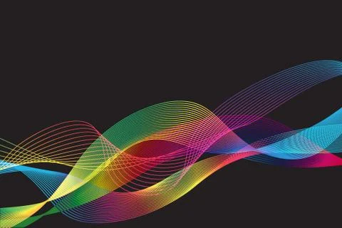 Multicolor gradient lines and wave background Illustrazione stock