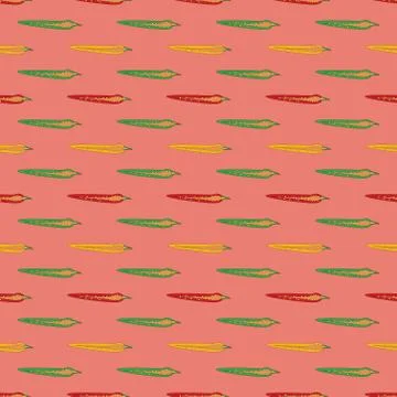 Multicolor half chillies or pepper seamless pattern on red background. Stock Illustration