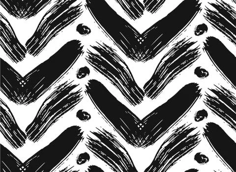 Multicolor hand drawn pattern with brushed zigzag line. Vector seamless texture Stock Illustration