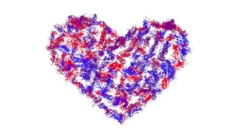 Multicolor heart shape with thick red blue purple brush texture on a white .. Stock Footage 323571412