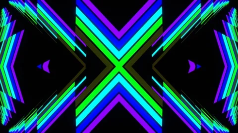 Multicolor Hexagonal Neon Line Moving Lighting Kaleidoscope Background VJ Loop Video stock 332499656