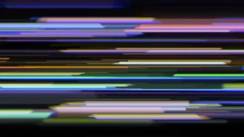 Multicolor Horizontal Neon Light Streaks on Dark Tech Background Vidéo 332342504