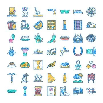 Multicolor icon set with various objects and symbols イラスト素材