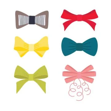 Multicolor image of different bow collection. Vector illustration. Stock Illustration